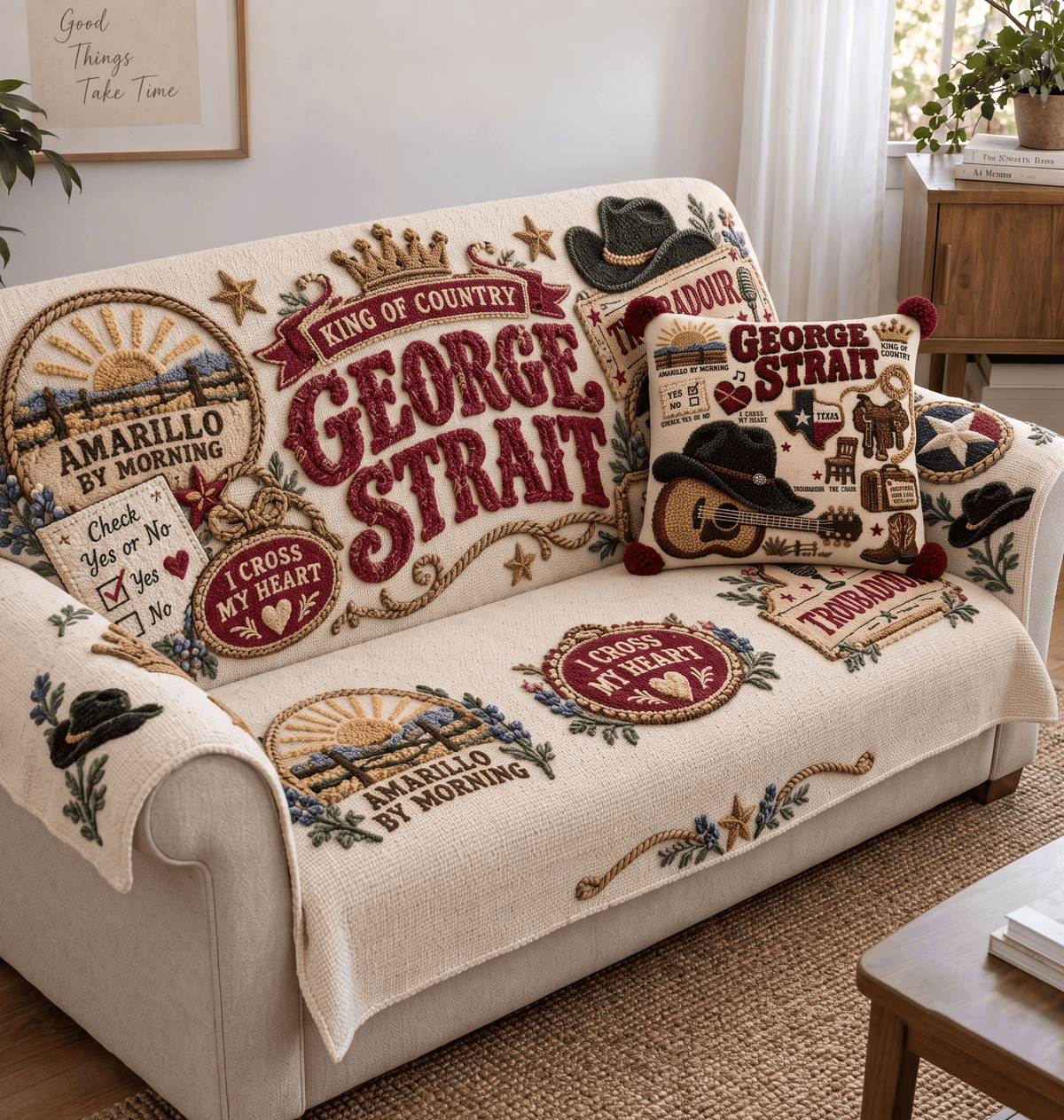 GGST Tufted Sofa Cover & Pillow Set HTTT