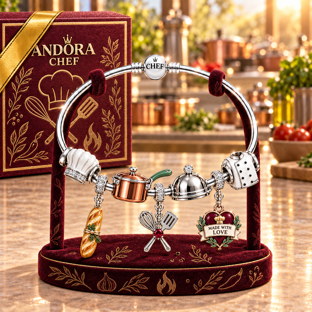 CHEF Silver Charm Bracelet Set TMH