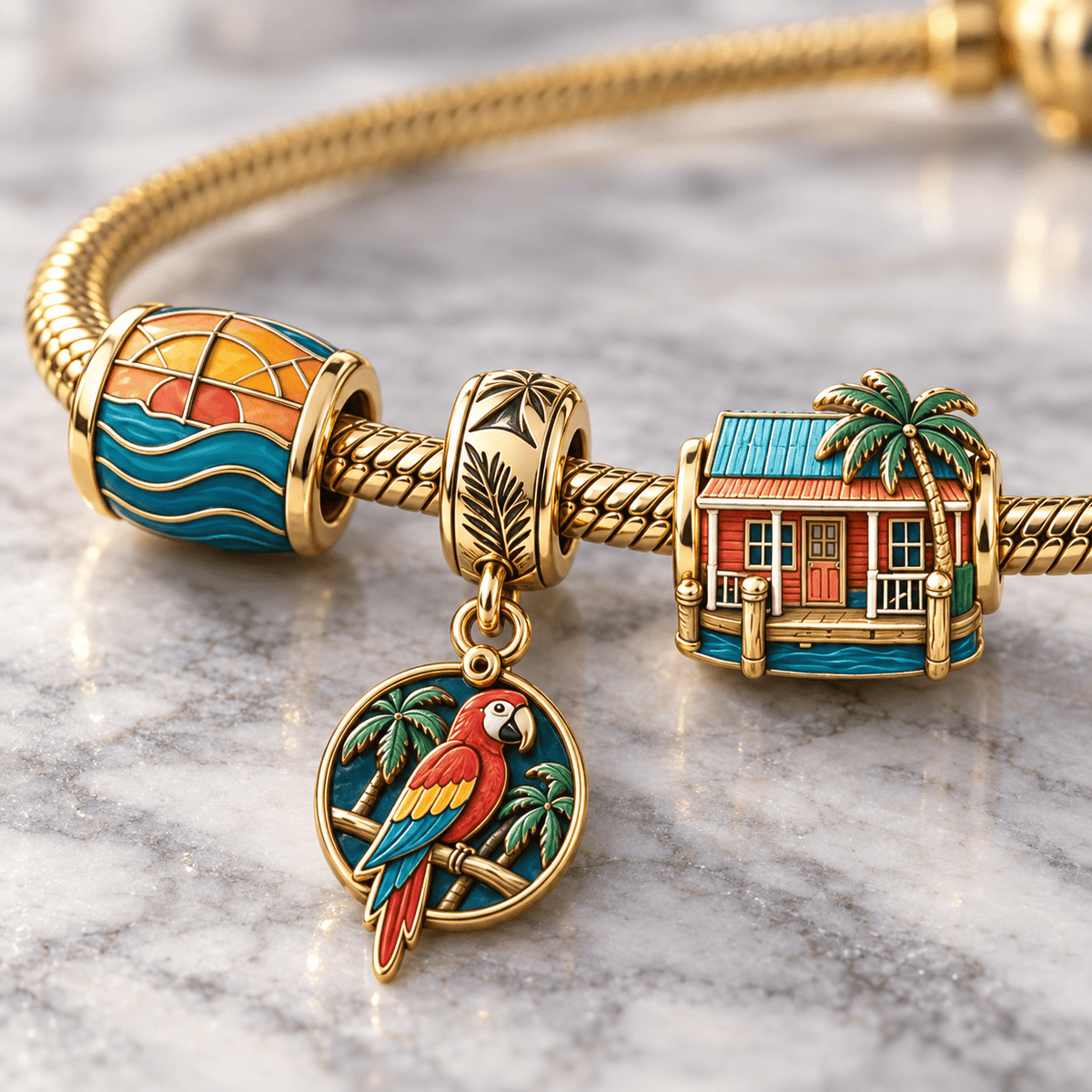 JBT Gold Charm Bracelet Set HQH