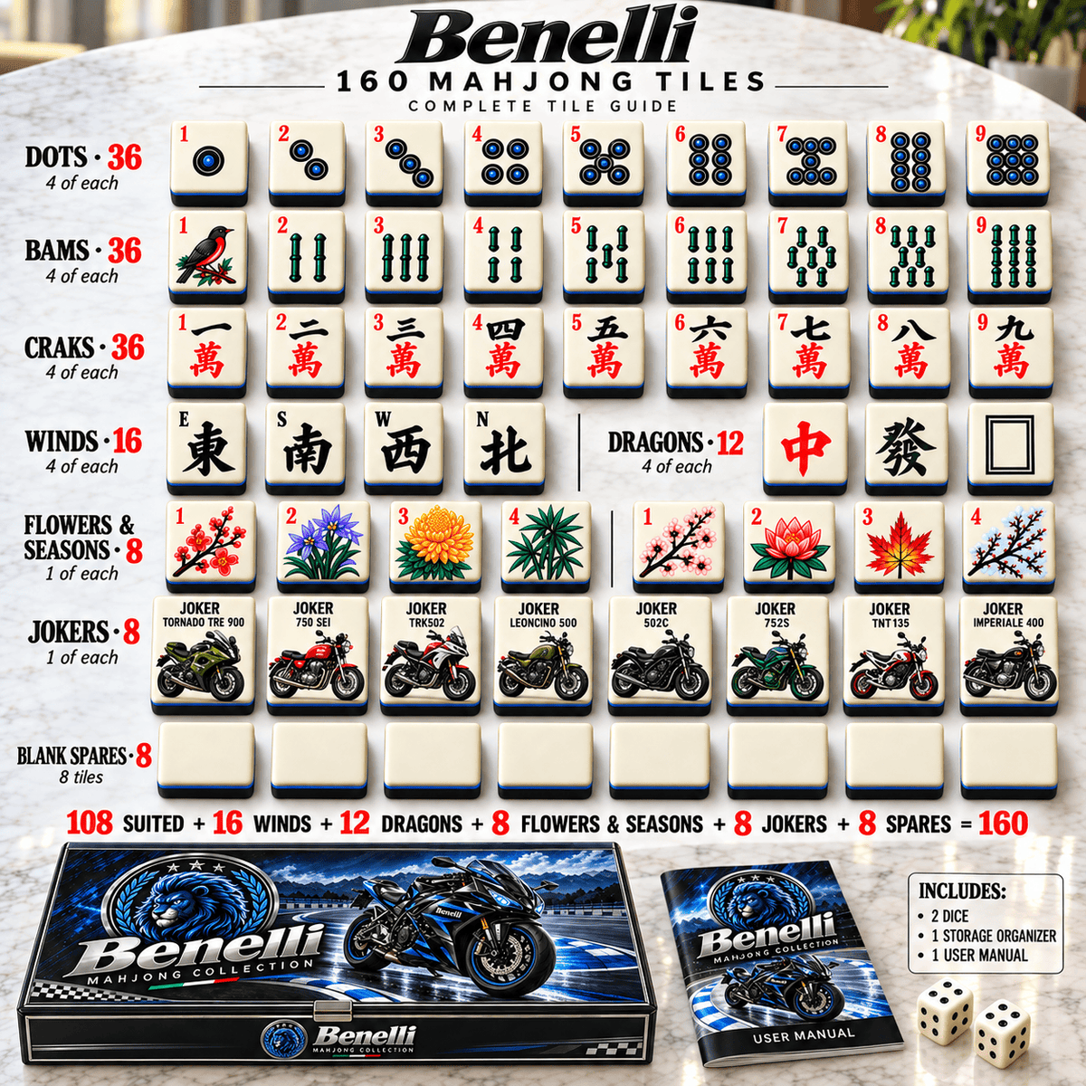 Premium BNL Mahjong Tiles Set TTMH