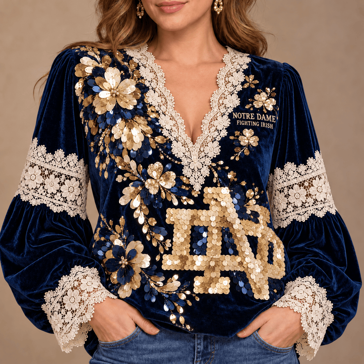 NDFI Lace-Trimmed Women’s Blouse HTTT